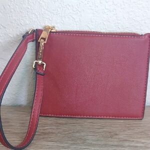 Steve Madden Red and Brown Clutch Wristlet with Strap 5x3*